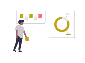 Graphic icon to show whiteboard with charts and graphs during a presentation