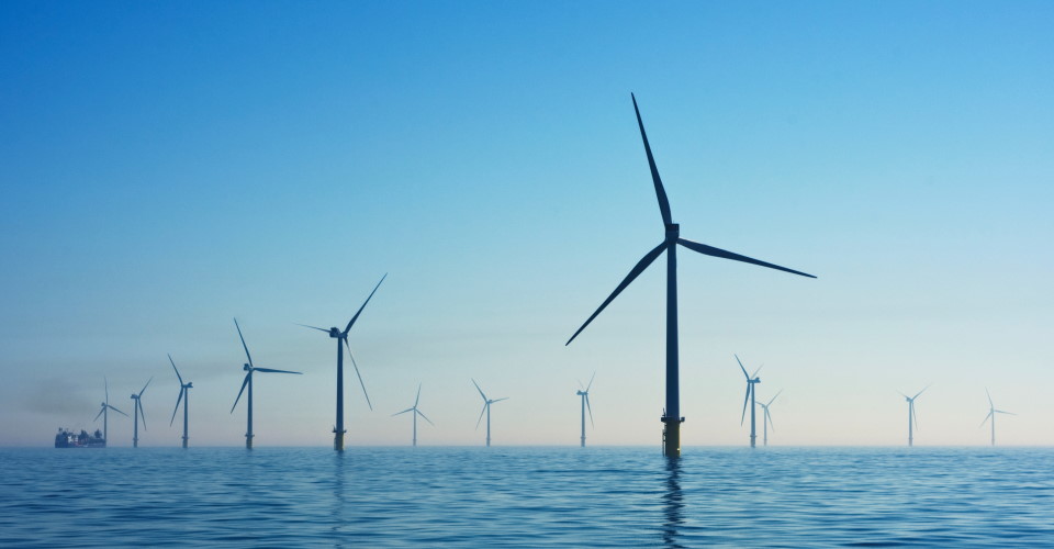 A renewable energy wind farm in the UK